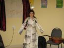 Naomi displays her design