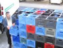 Rabbi Grossbaum checks the empty crates - are they all there? Rabbi Grossbaum checks the empty crates - are they all there?